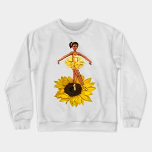 Ballet sunflower dance - black ballerina  in yellow tutu - brown skin ballerina on a flower Crewneck Sweatshirt